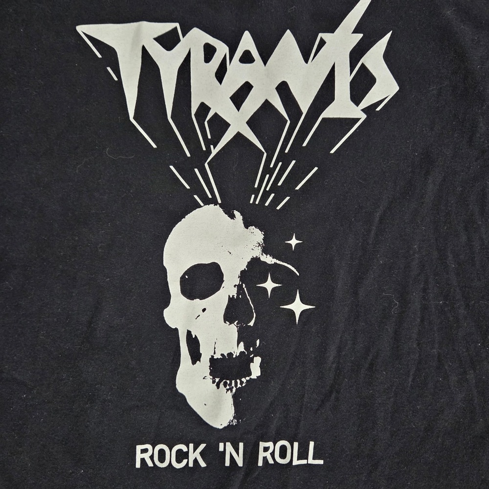 TYRANTS Rock n Roll Skull Black Graphic T‎ Shirt Men's Size Large